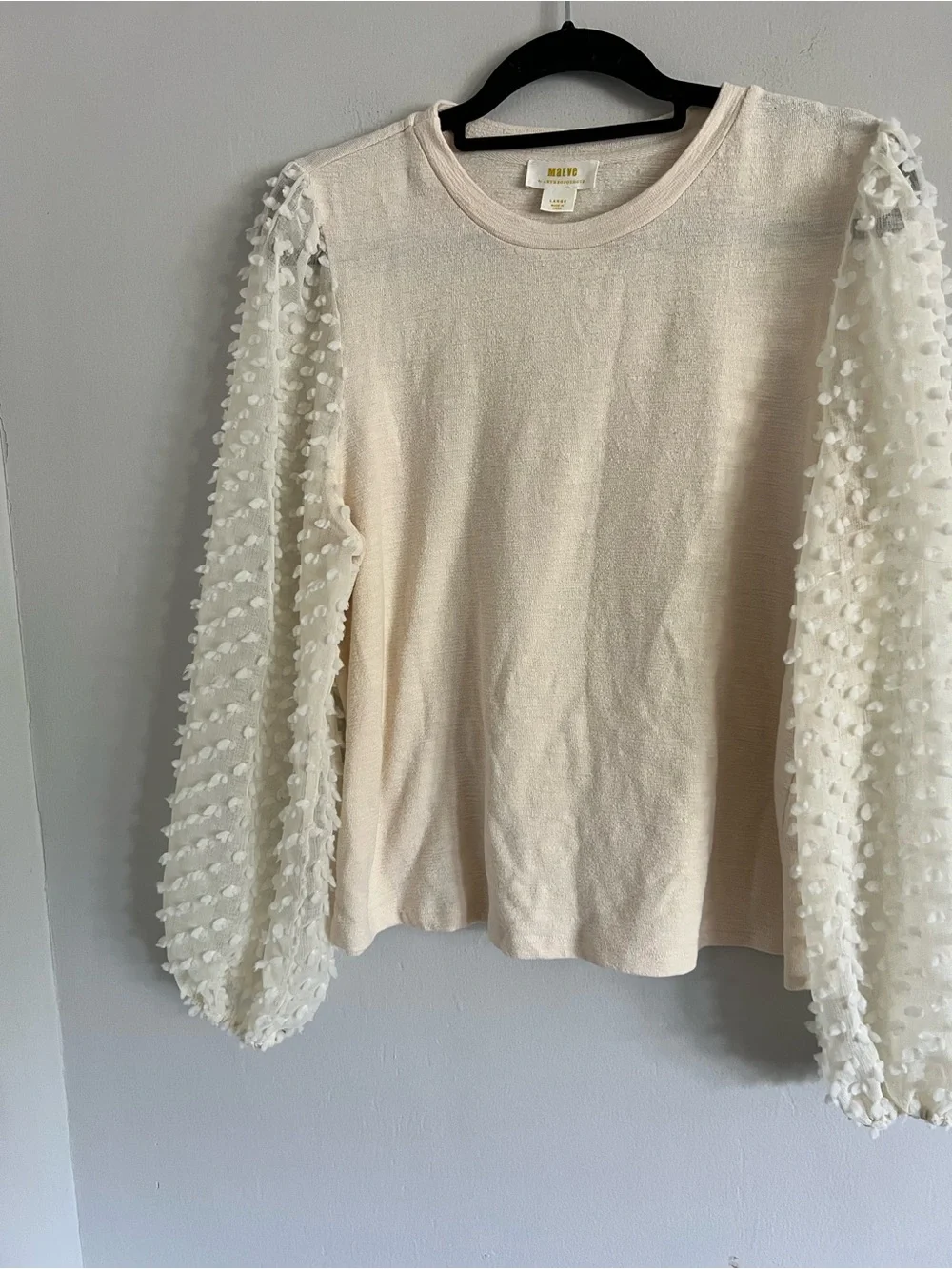 Anthropologie Maeve Textured-Sleeve Top Sz Large